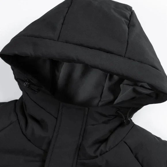 Black Mens Hooded Puffer Jacket - Picture 6 of 7